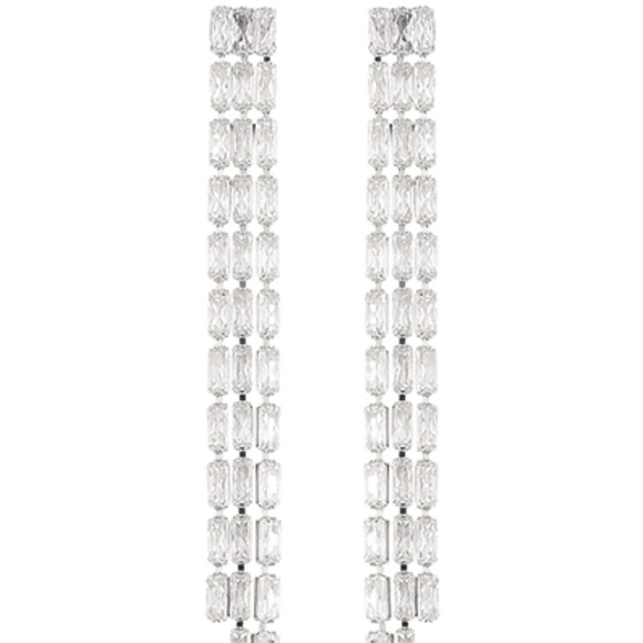 3 Line Baguette Drop Earrings - Picture 2 of 2